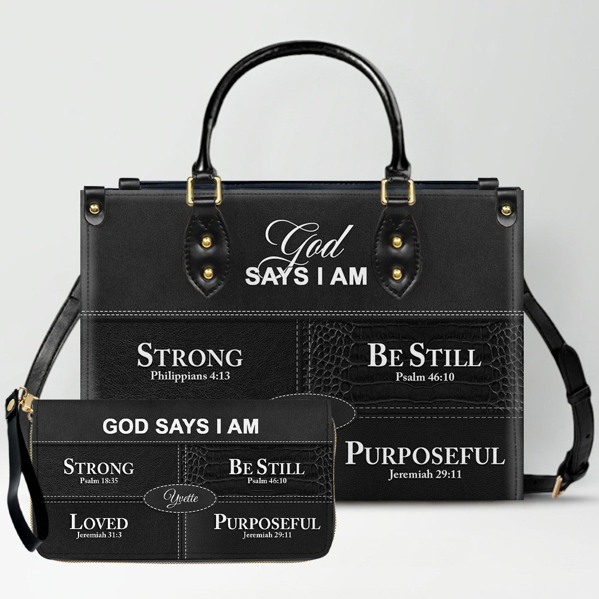 Personalized God Says I Am Leather Handbag