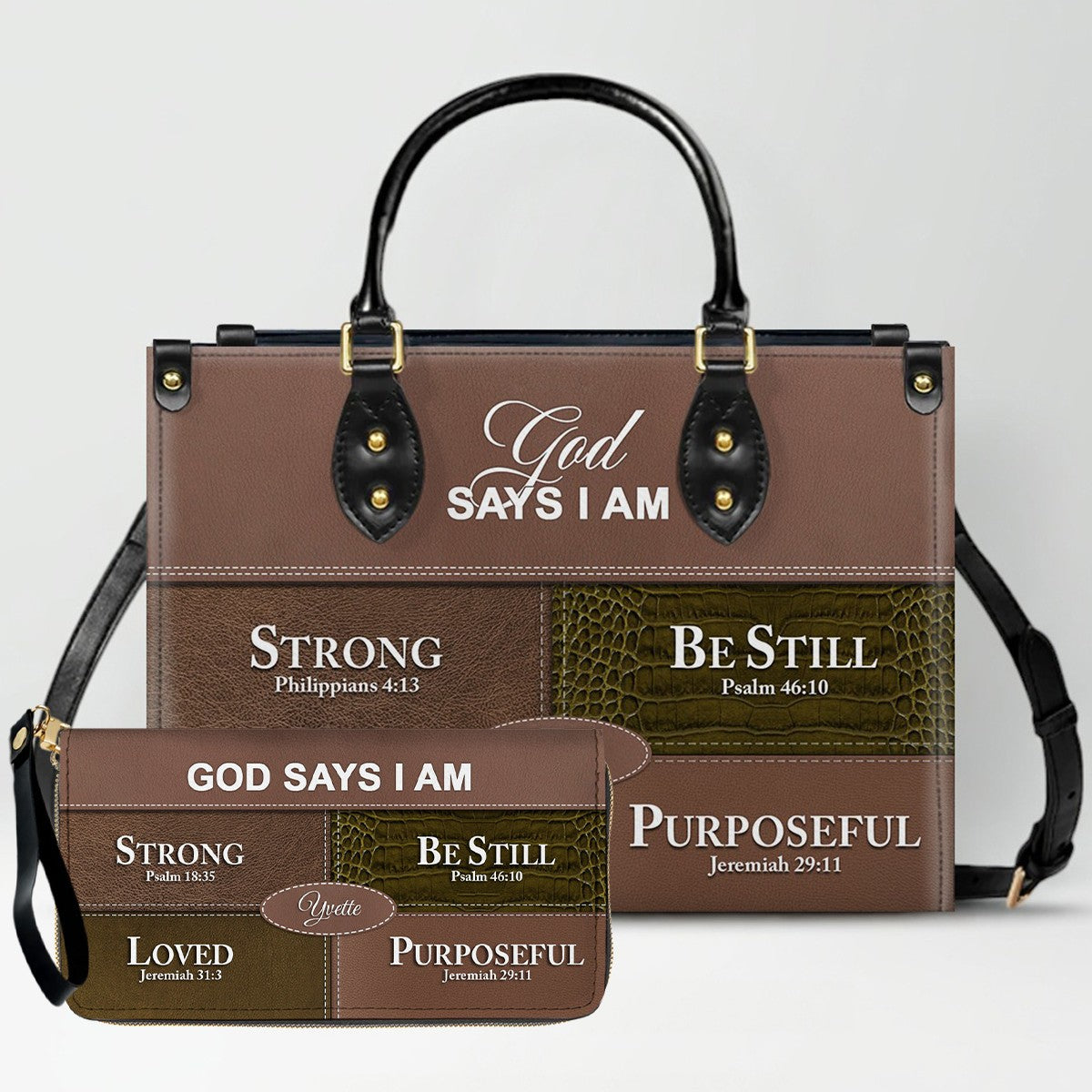 Personalized God Says I Am Leather Handbag