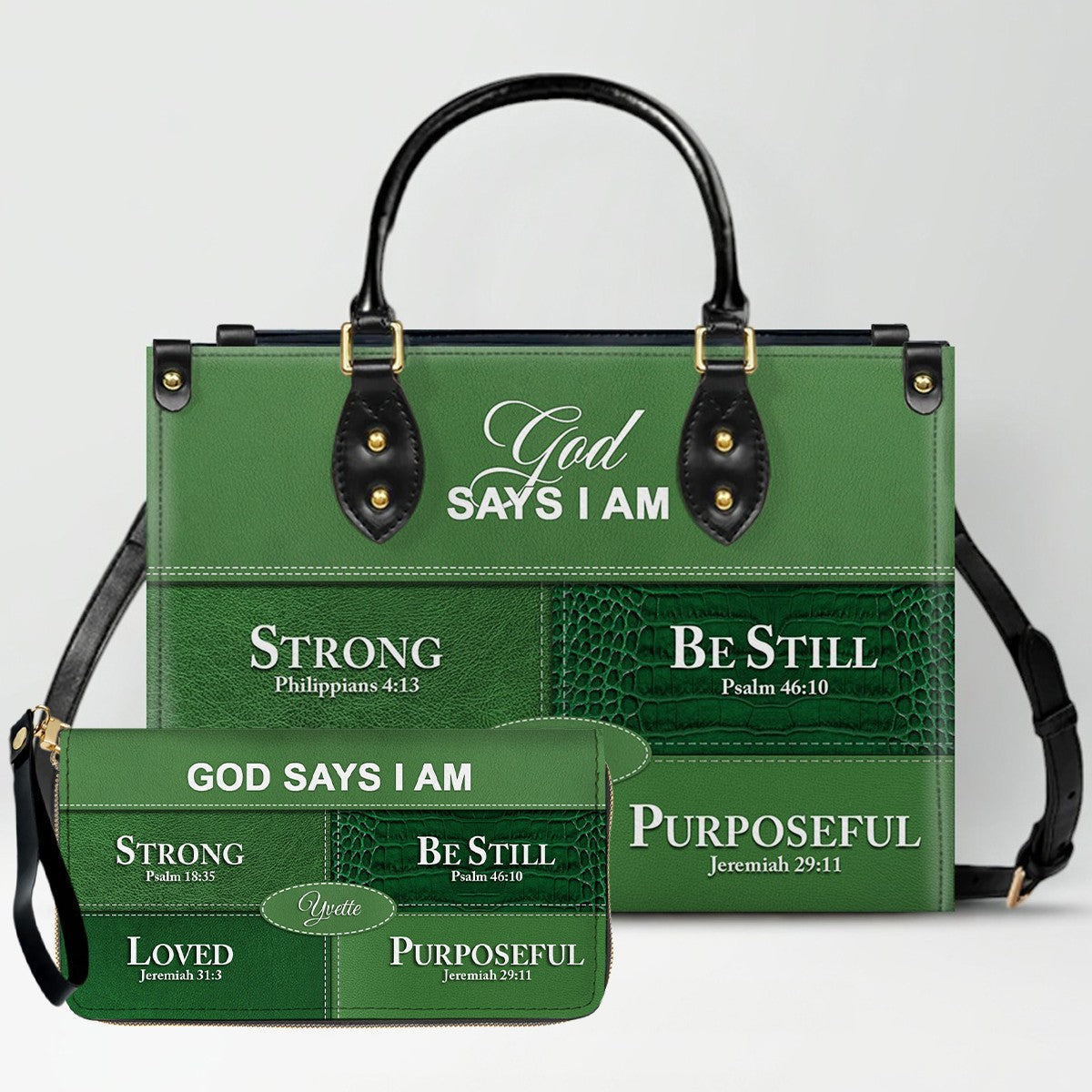 Personalized God Says I Am Leather Handbag