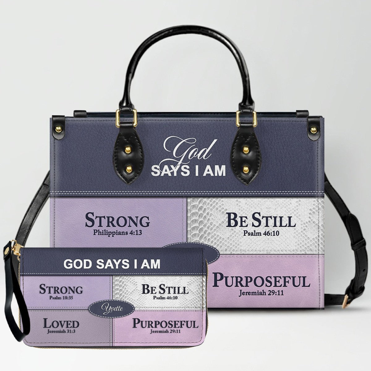 Personalized God Says I Am Leather Handbag