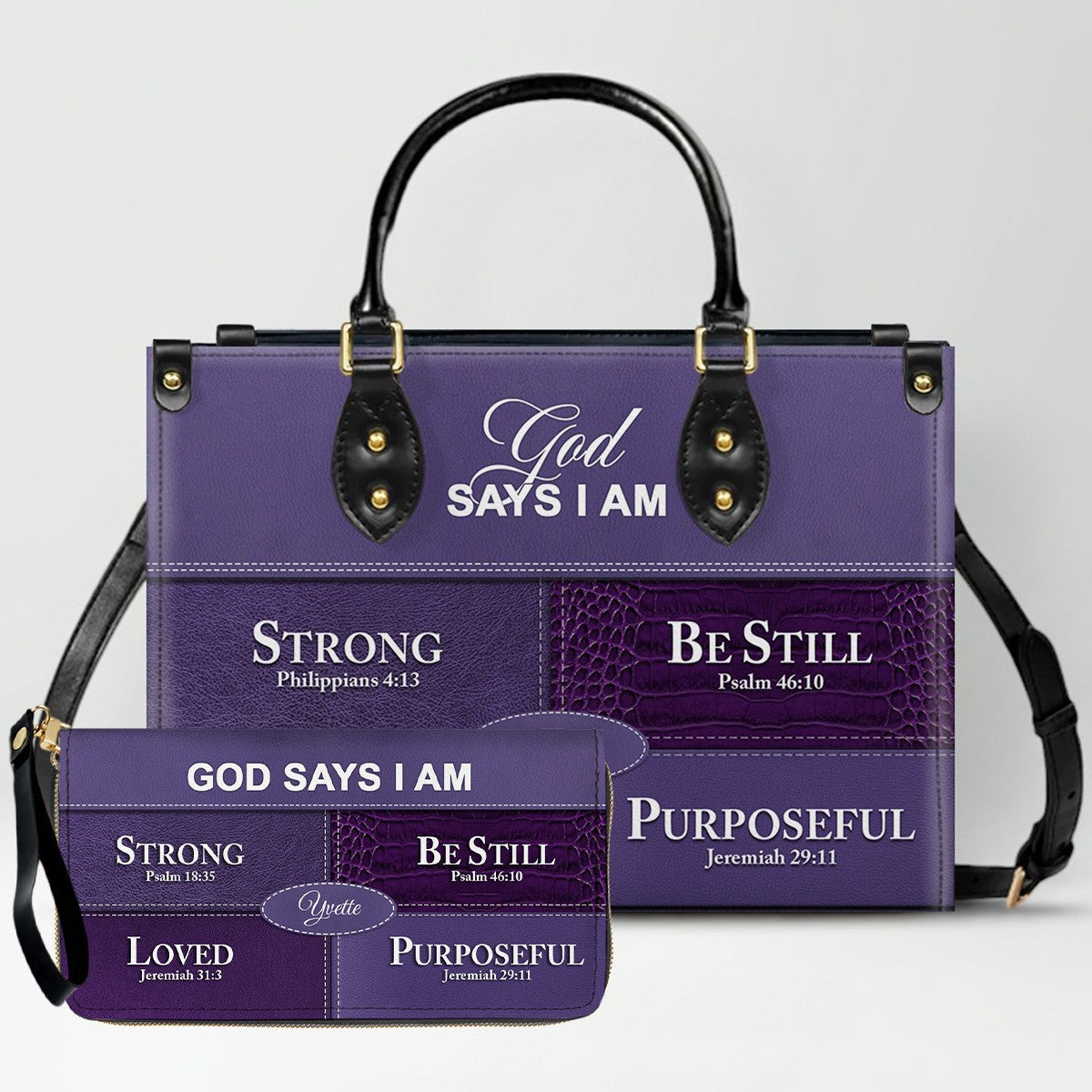 Personalized God Says I Am Leather Handbag