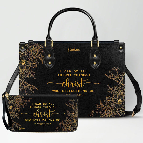 Personalized Bible Verse Leather Handbag