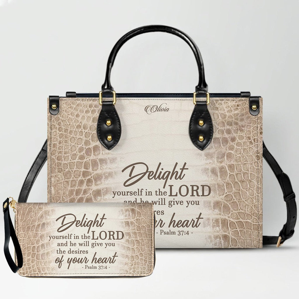 Personalized Christian Leather Handbag & Wallet Set