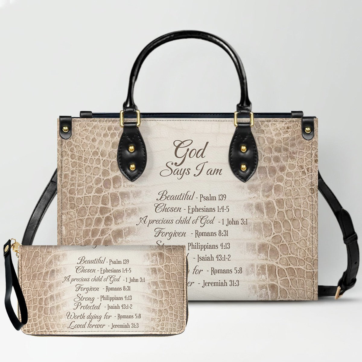 Personalized Christian Leather Handbag & Wallet Set