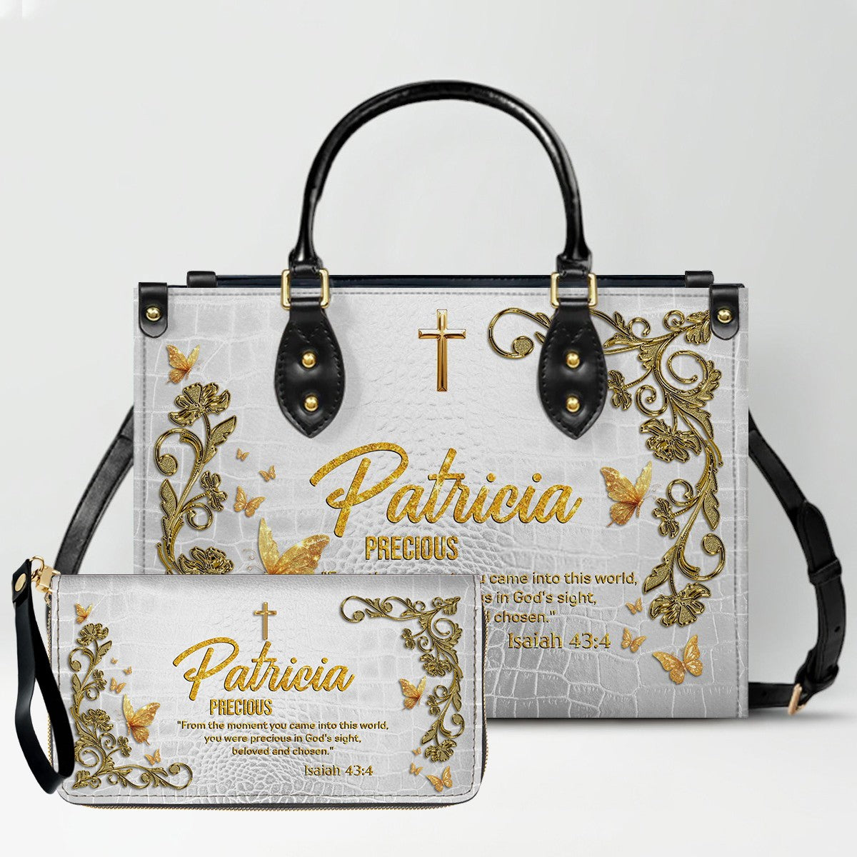Personalized Sacred Name Leather Handbag & Wallet