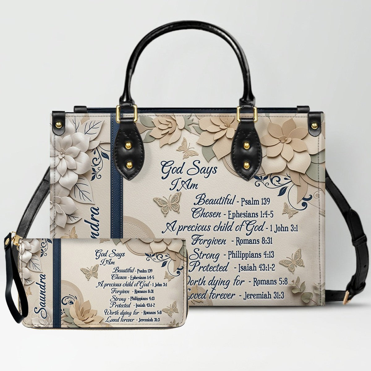 Personalized Christian Leather Tote Bag