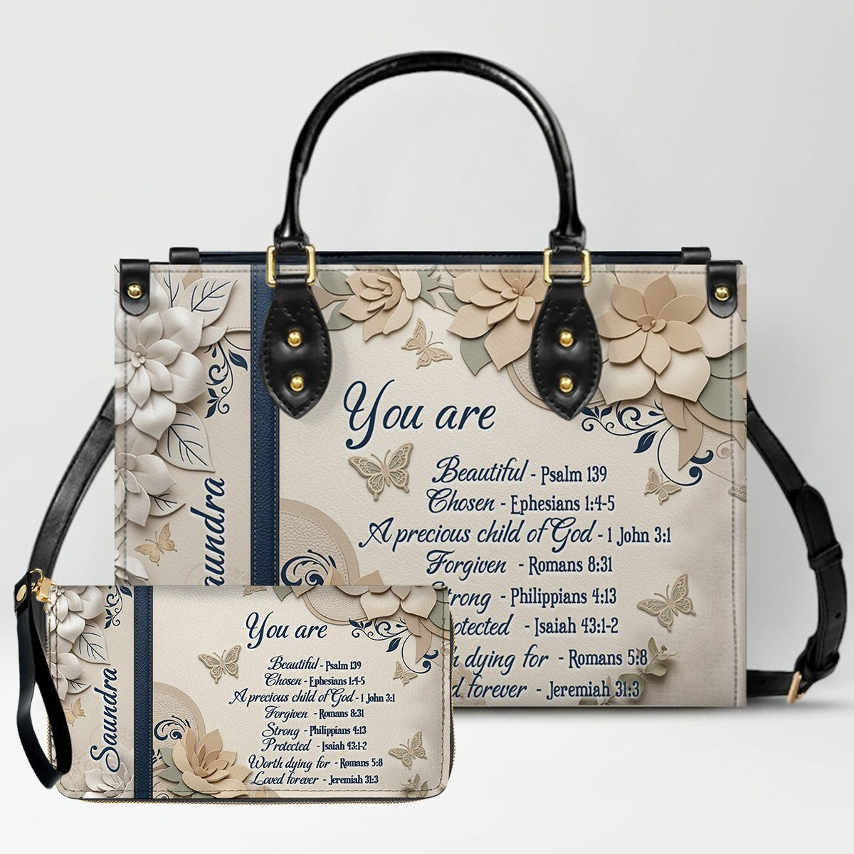 Personalized Christian Leather Tote Handbag