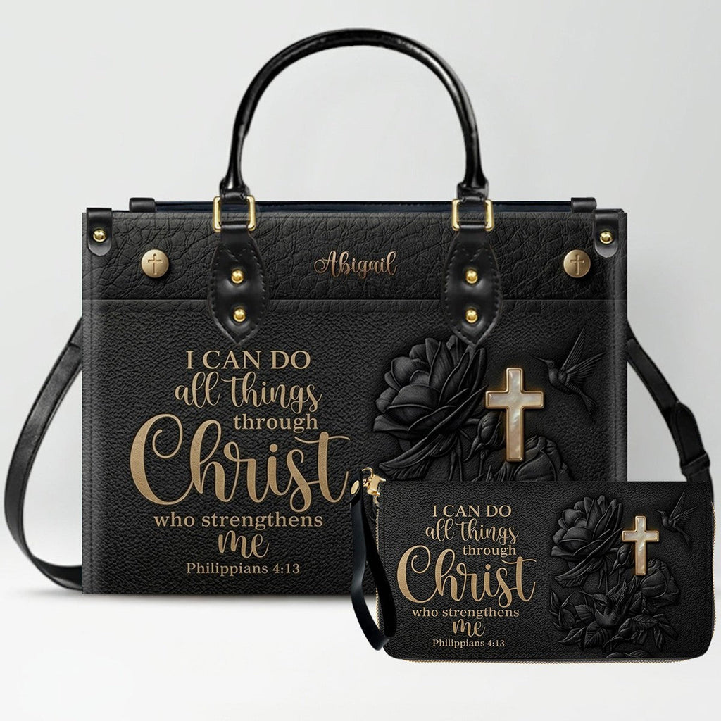 Personalized Christian Leather Handbag Set