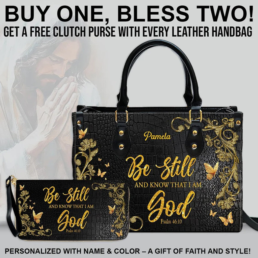Personalized Christian Leather Handbag Set