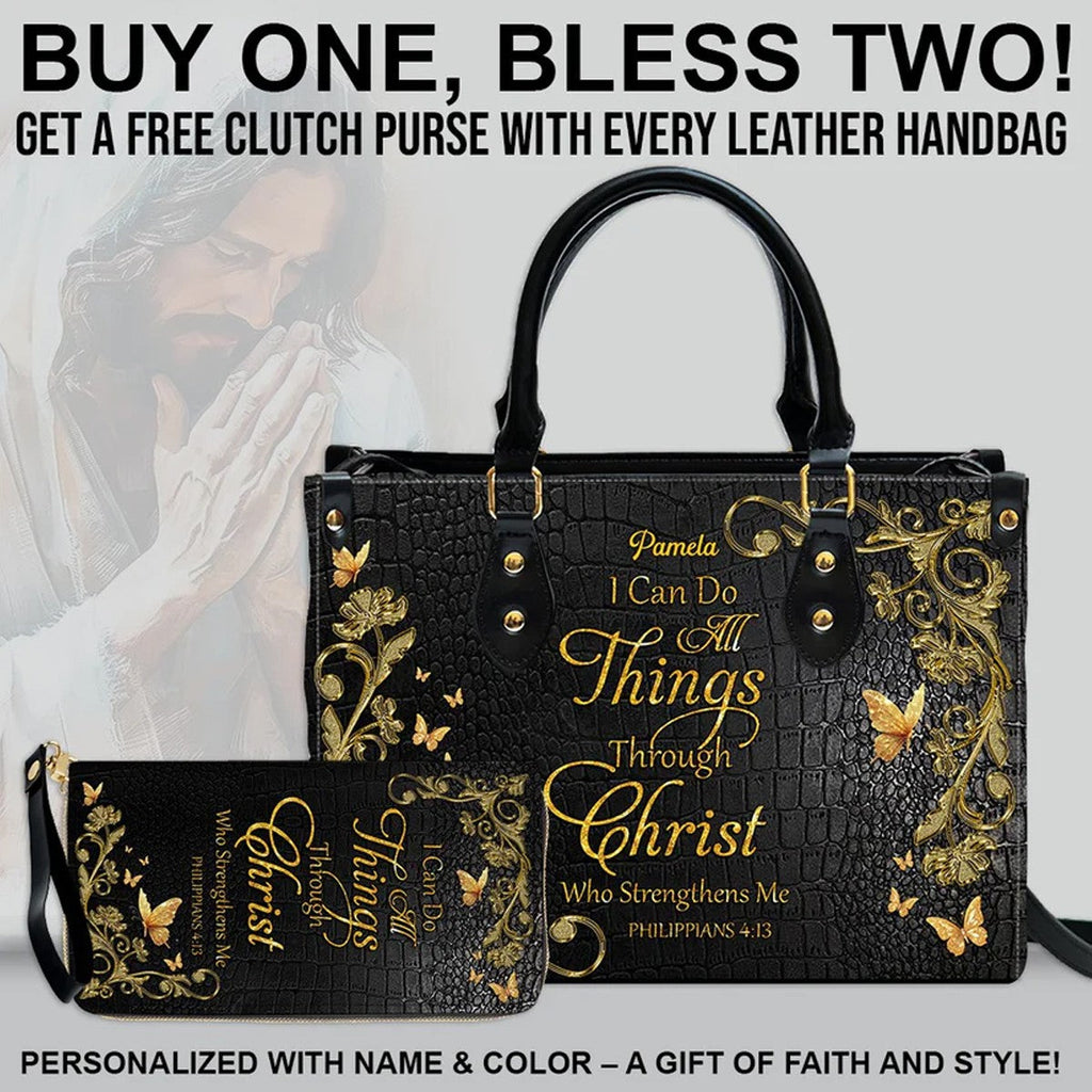 Personalized Christian Leather Handbag Set