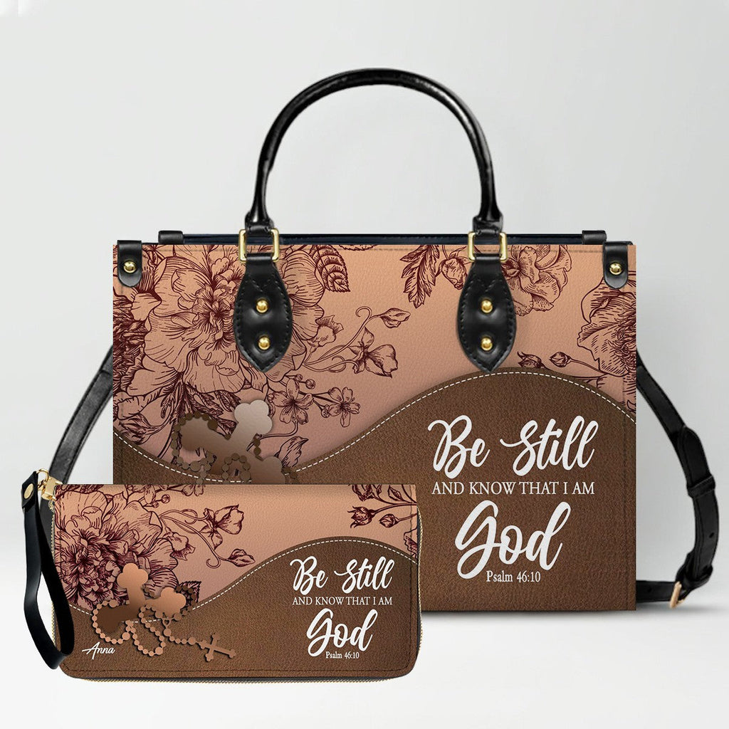 Personalized Christian Leather Handbag & Clutch Set