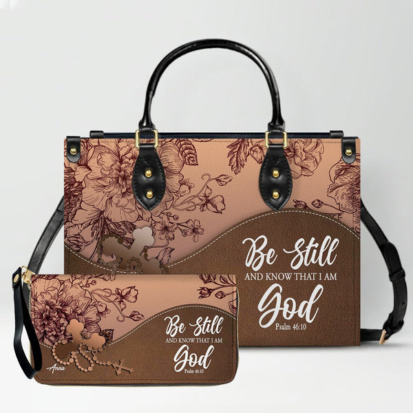 Personalized Christian Leather Handbag & Clutch Set