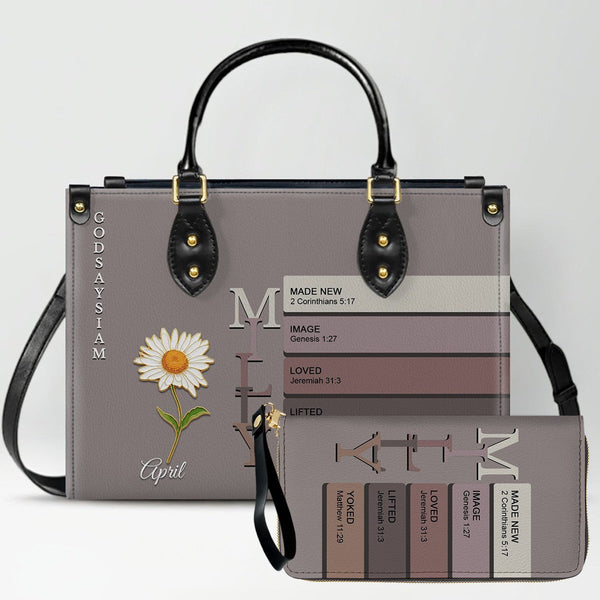 Custom Name & Birth Flower Leather Handbag