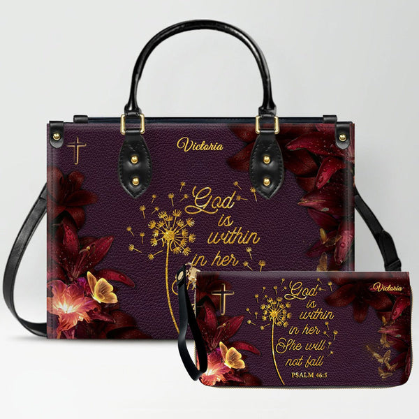 Personalized Bible Verse Leather Handbag Set
