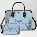 Personalized Blue Leather Handbag & Wallet Set