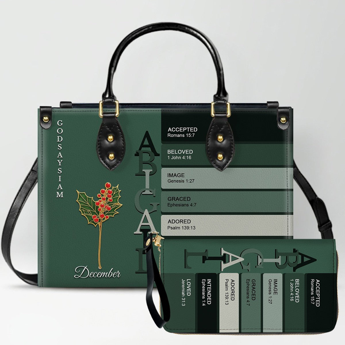 Custom Name & Birth Flower Leather Handbag
