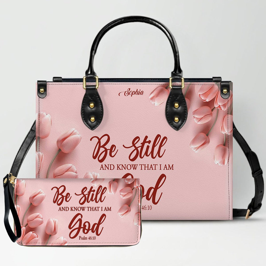 Personalized Pink Tulip Christian Handbag Set