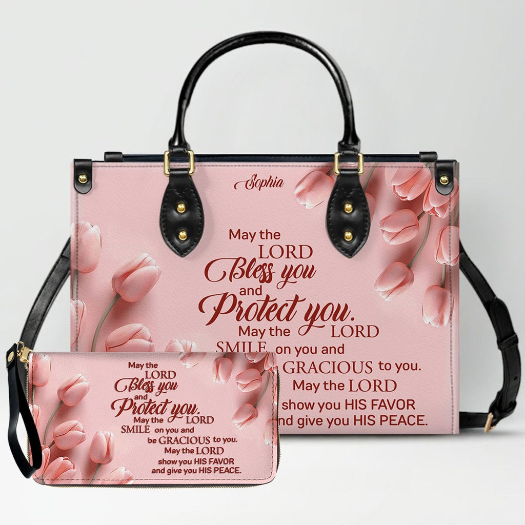 Personalized Pink Tulip Christian Handbag Set