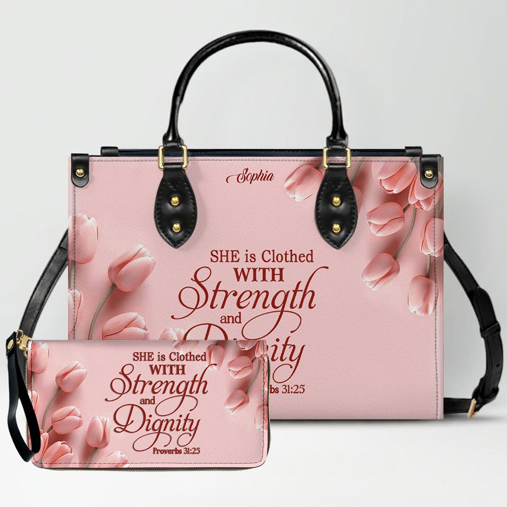 Personalized Pink Tulip Christian Handbag Set