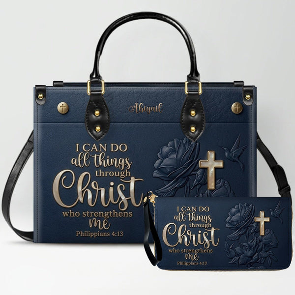 Custom Philippians 4:13 Leather Handbag & Wallet