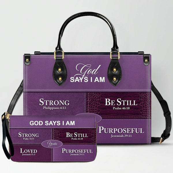 Personalized God Says I Am Leather Handbag