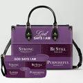 Personalized God Says I Am Leather Handbag
