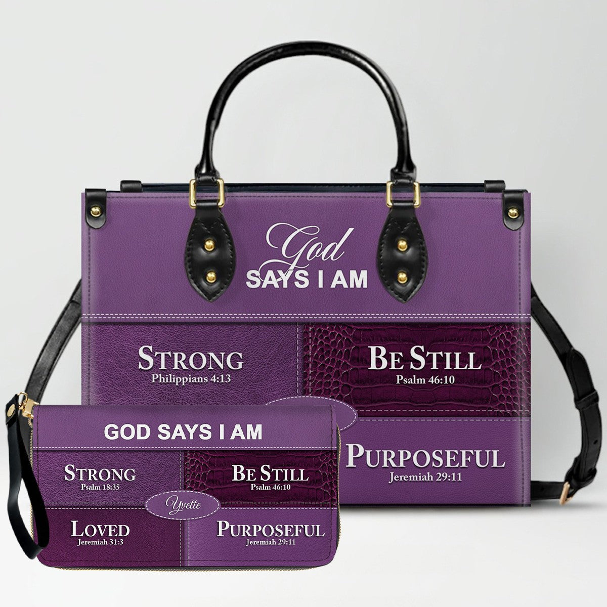 Personalized God Says I Am Leather Handbag