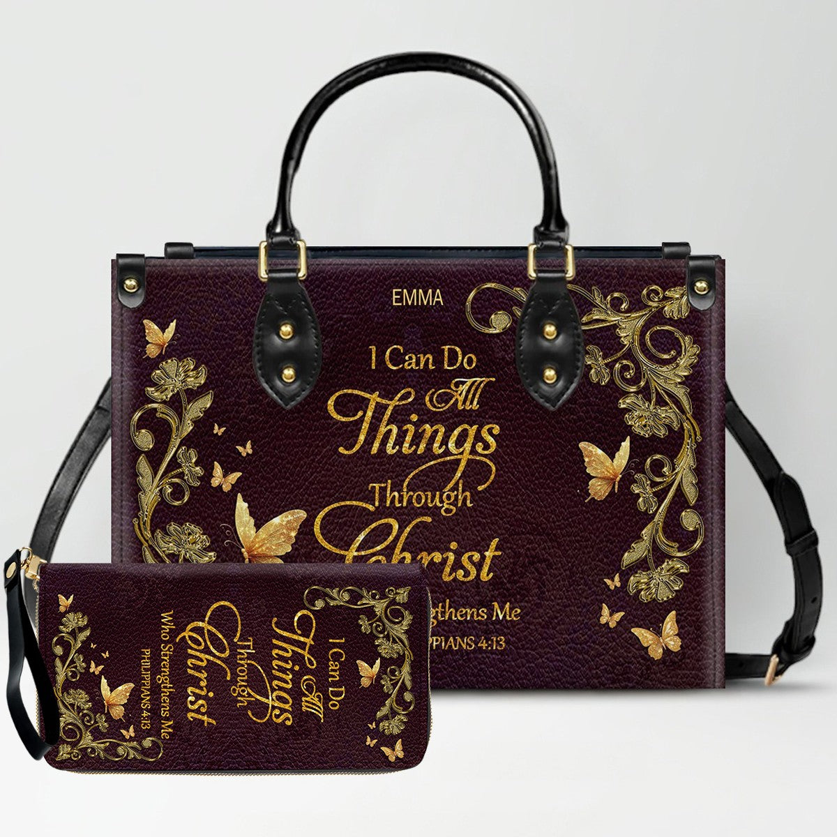 Personalized Bible Verse Leather Handbag