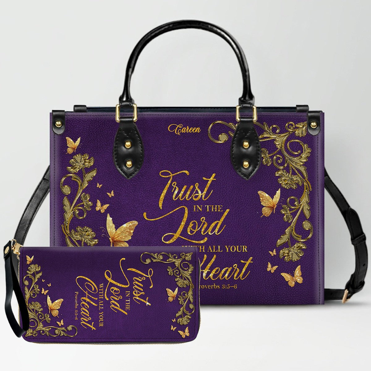 Personalized Christian Leather Handbag & Wallet