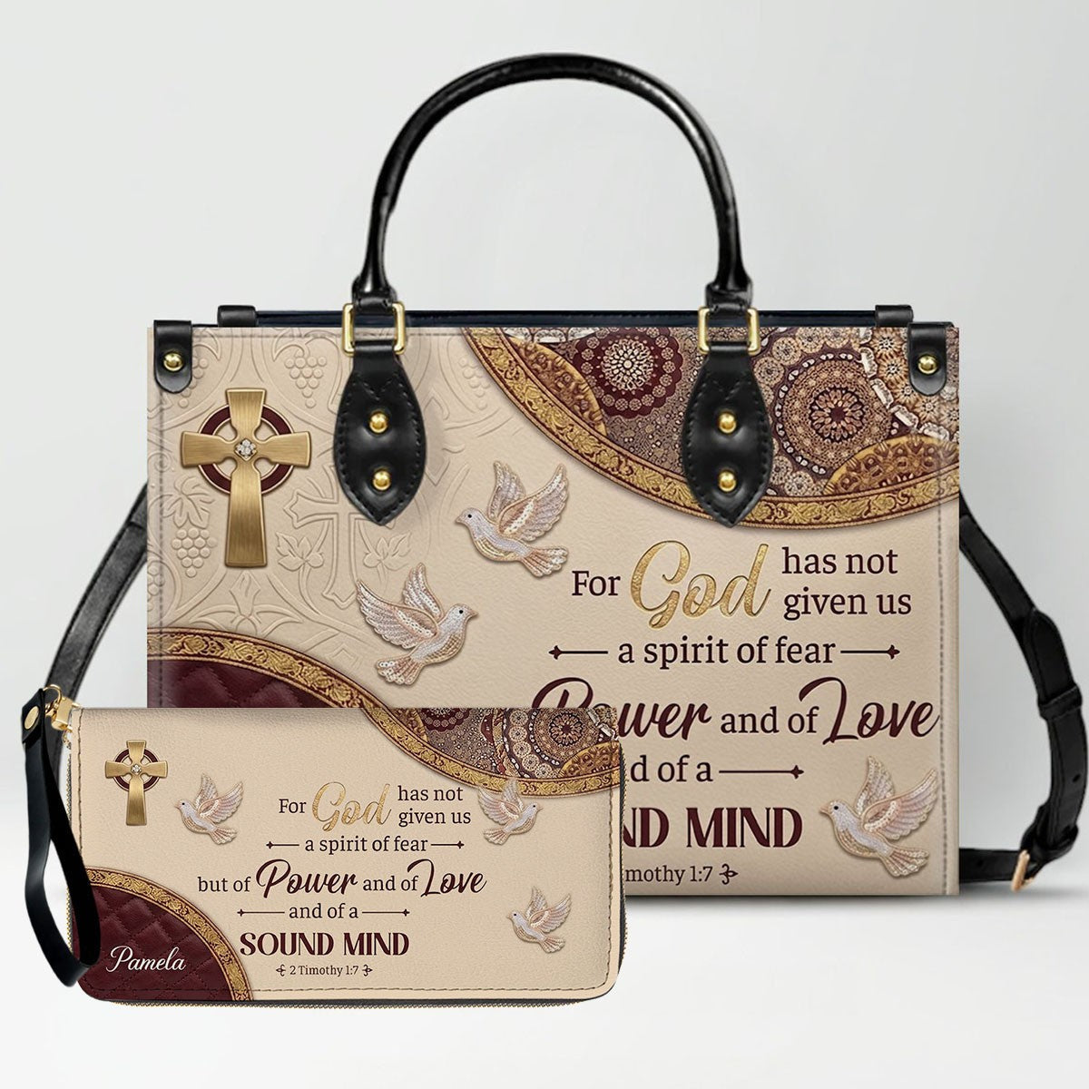 Personalized Bible Verse Handbag & Wallet Set
