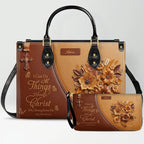 Personalized Christian Floral Leather Handbag