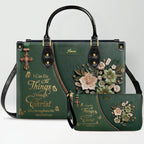 Personalized Christian Floral Leather Handbag