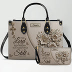 Personalized Exodus 14:14 Christian Leather Tote