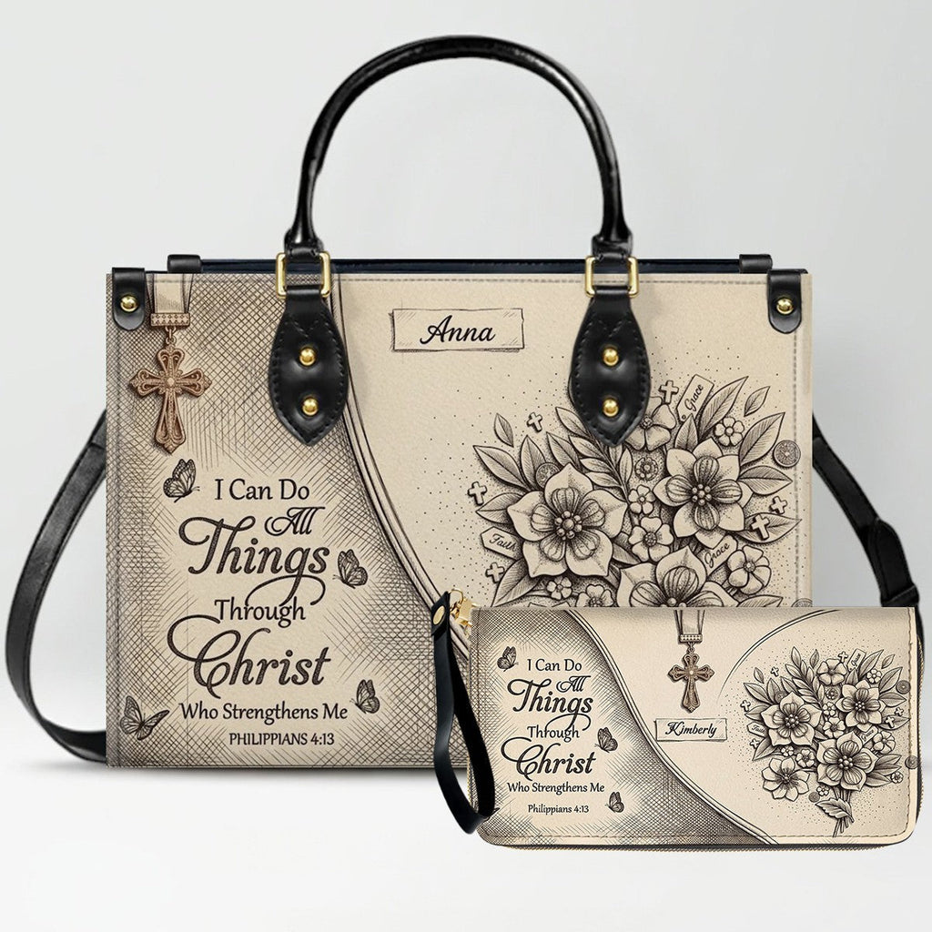 Personalized Bible Verse Leather Handbag