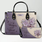 Personalized Christian Floral Leather Handbag