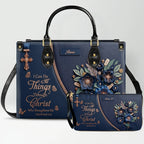 Personalized Christian Floral Leather Handbag