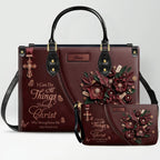 Personalized Christian Floral Leather Handbag