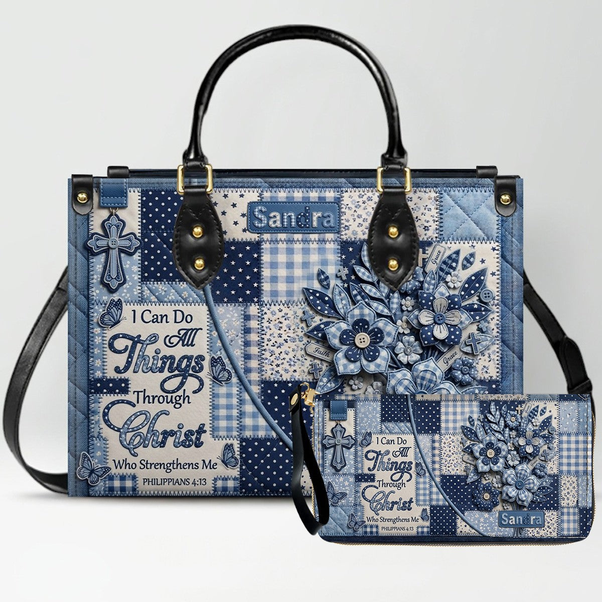 Personalized Bible Verse Leather Handbag