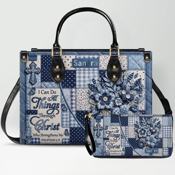 Personalized Bible Verse Leather Handbag