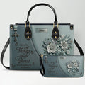 Custom Smoky Teal Christian Leather Handbag