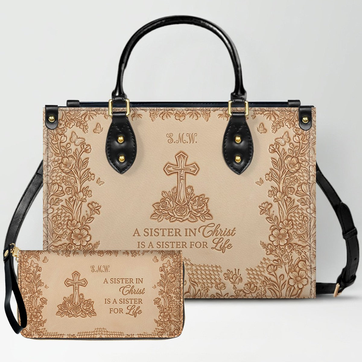 Personalized Sister in Christ Leather Handbag