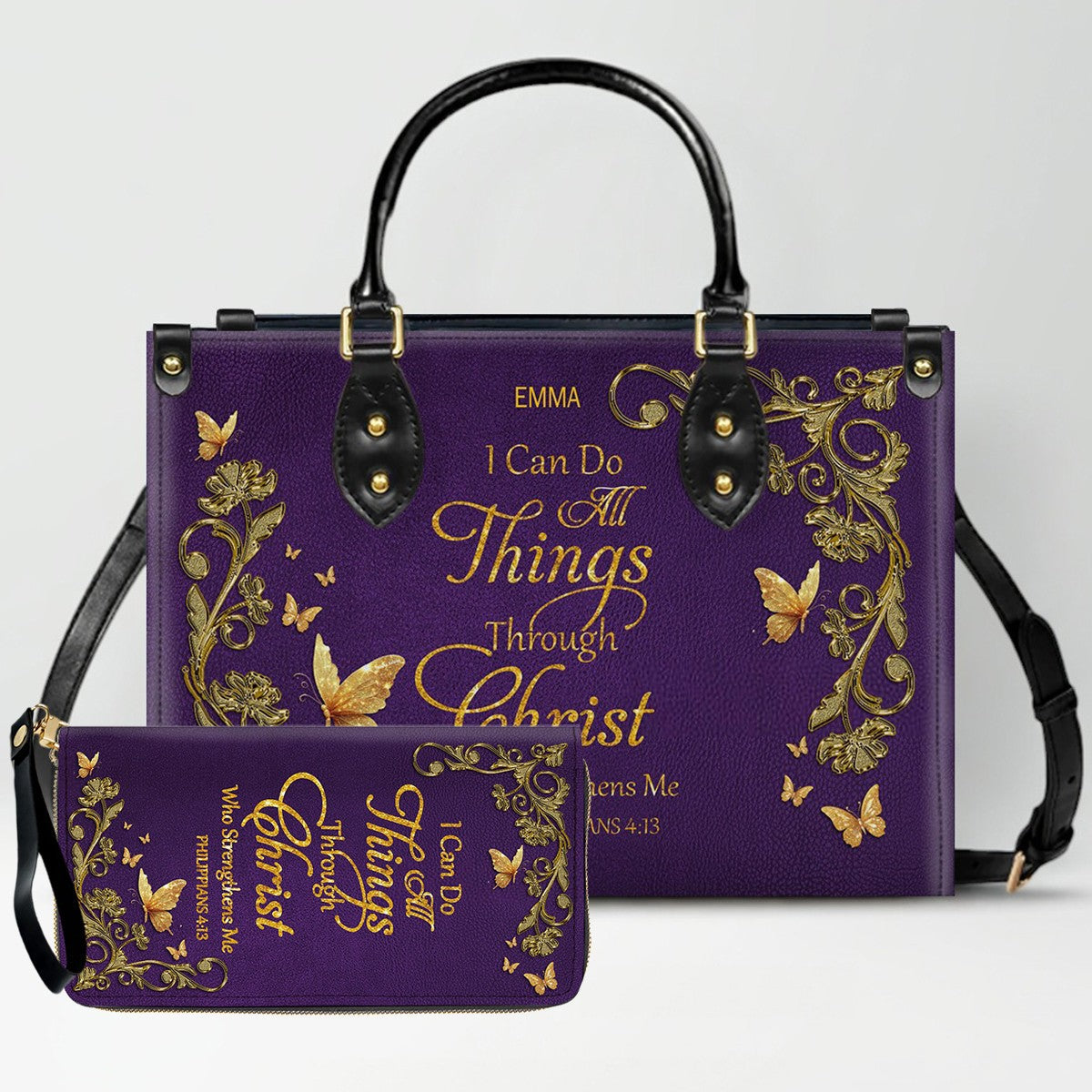 Personalized Christian Leather Handbag & Wallet