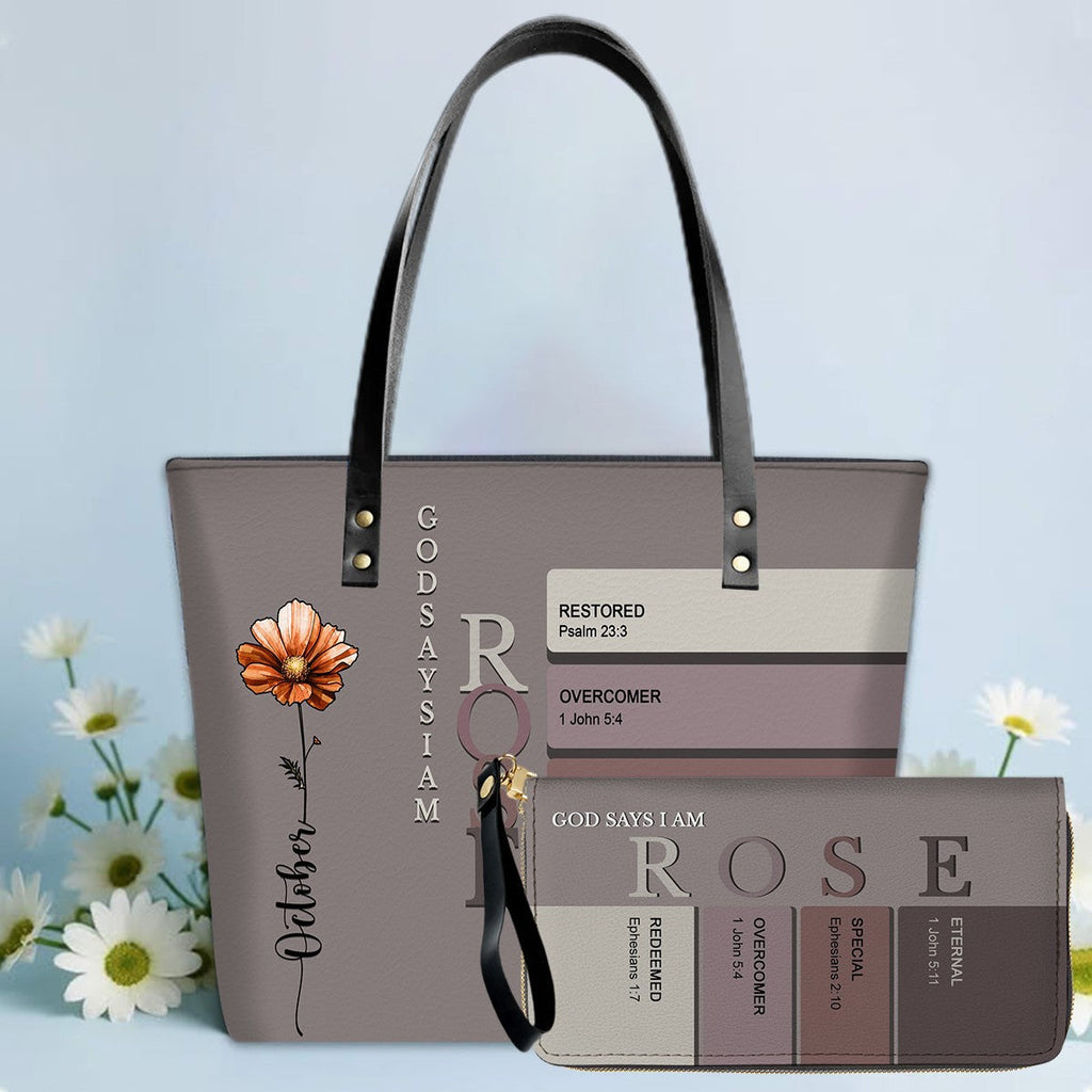 Personalized Bible Verse Leather Tote Bag