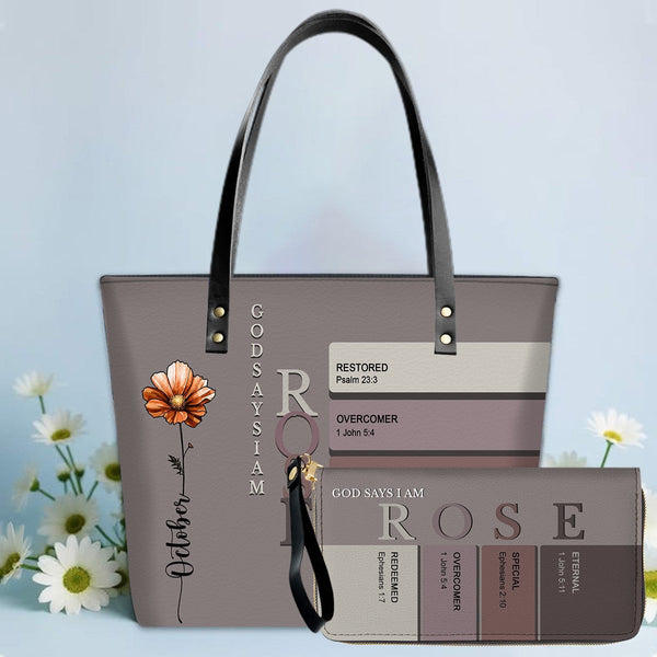 Personalized Bible Verse Leather Tote Bag