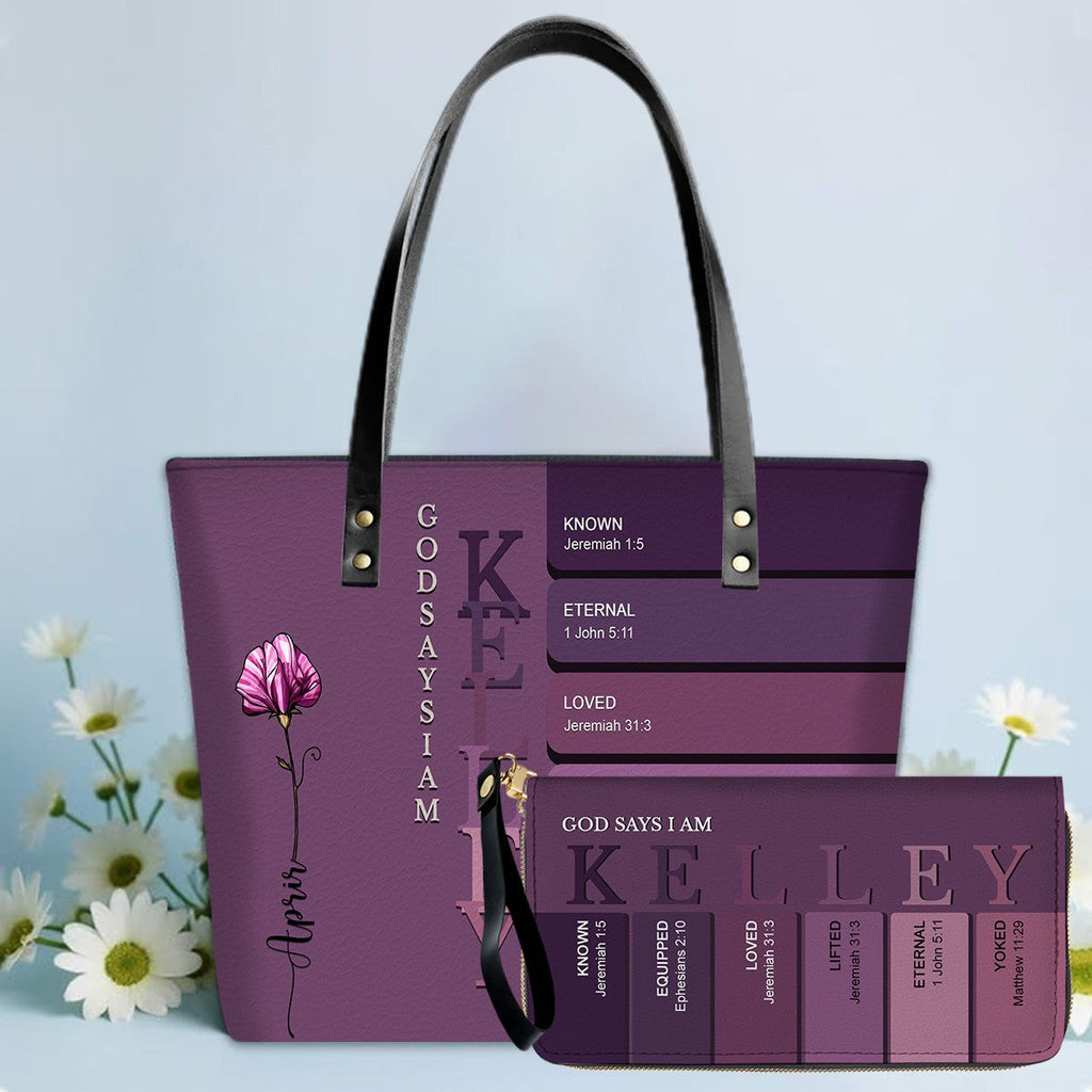 Personalized Bible Verse Leather Tote Bag