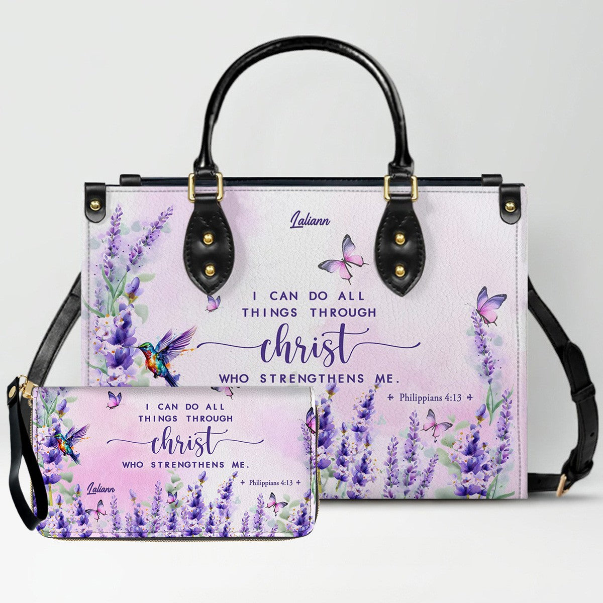 Custom Christian Leather Handbag & Matching Wallet