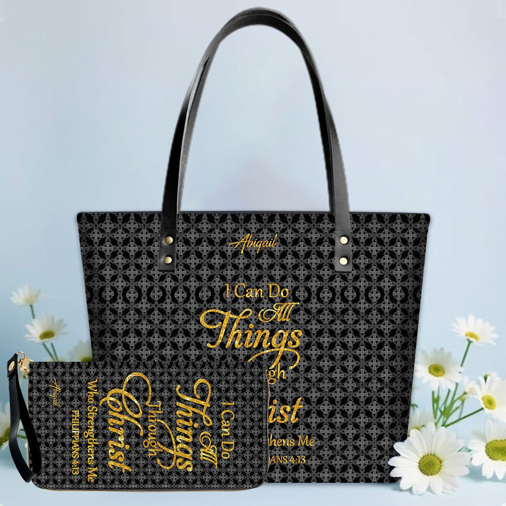 Personalized Christian Leather Tote Bag