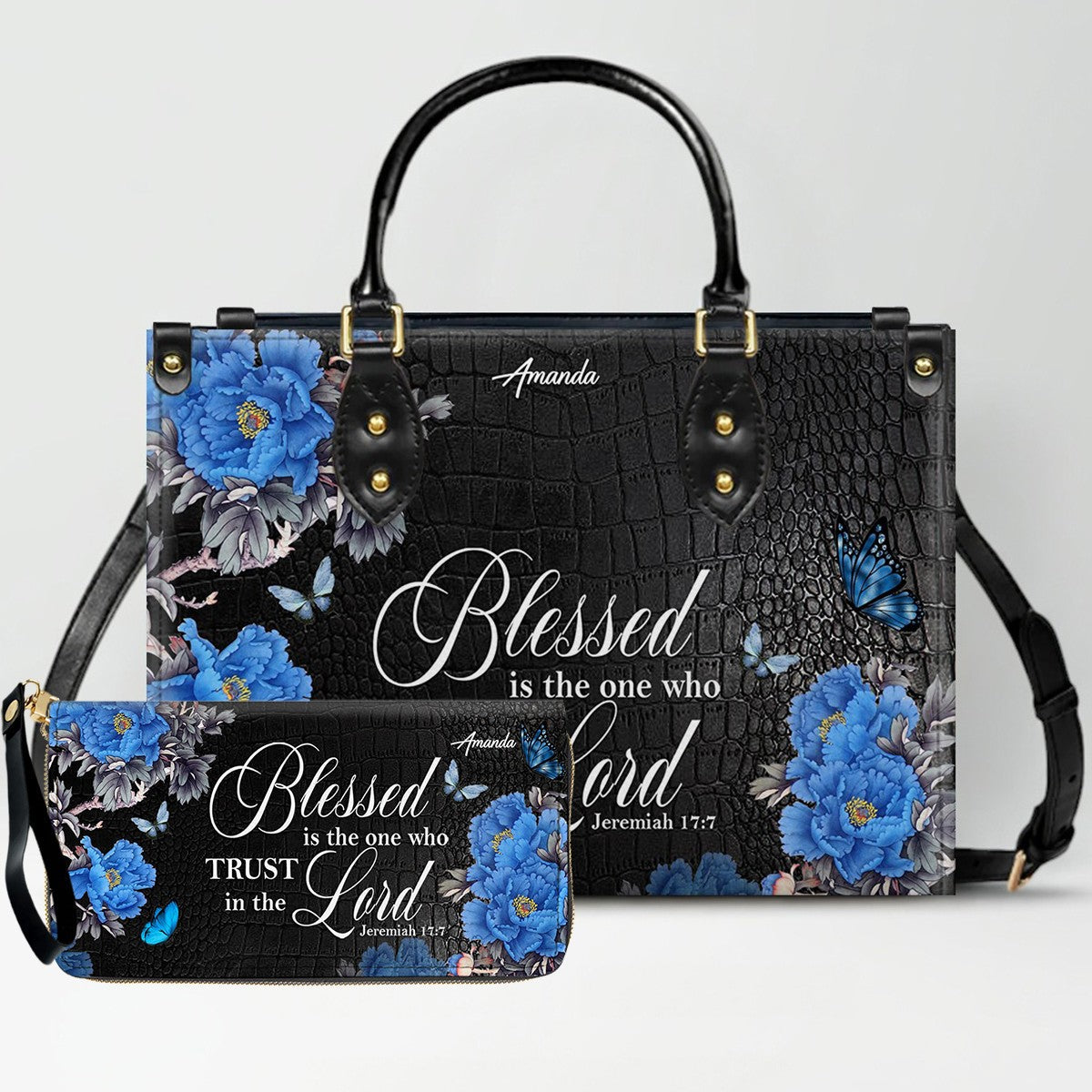 Personalized Christian Leather Handbag & Wallet