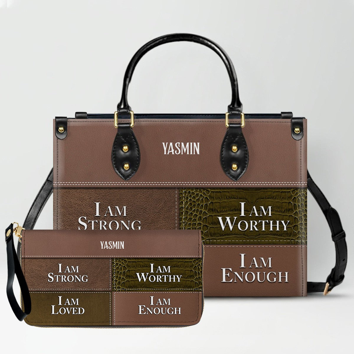 God Says I Am Personalized Leather Tote Bag
