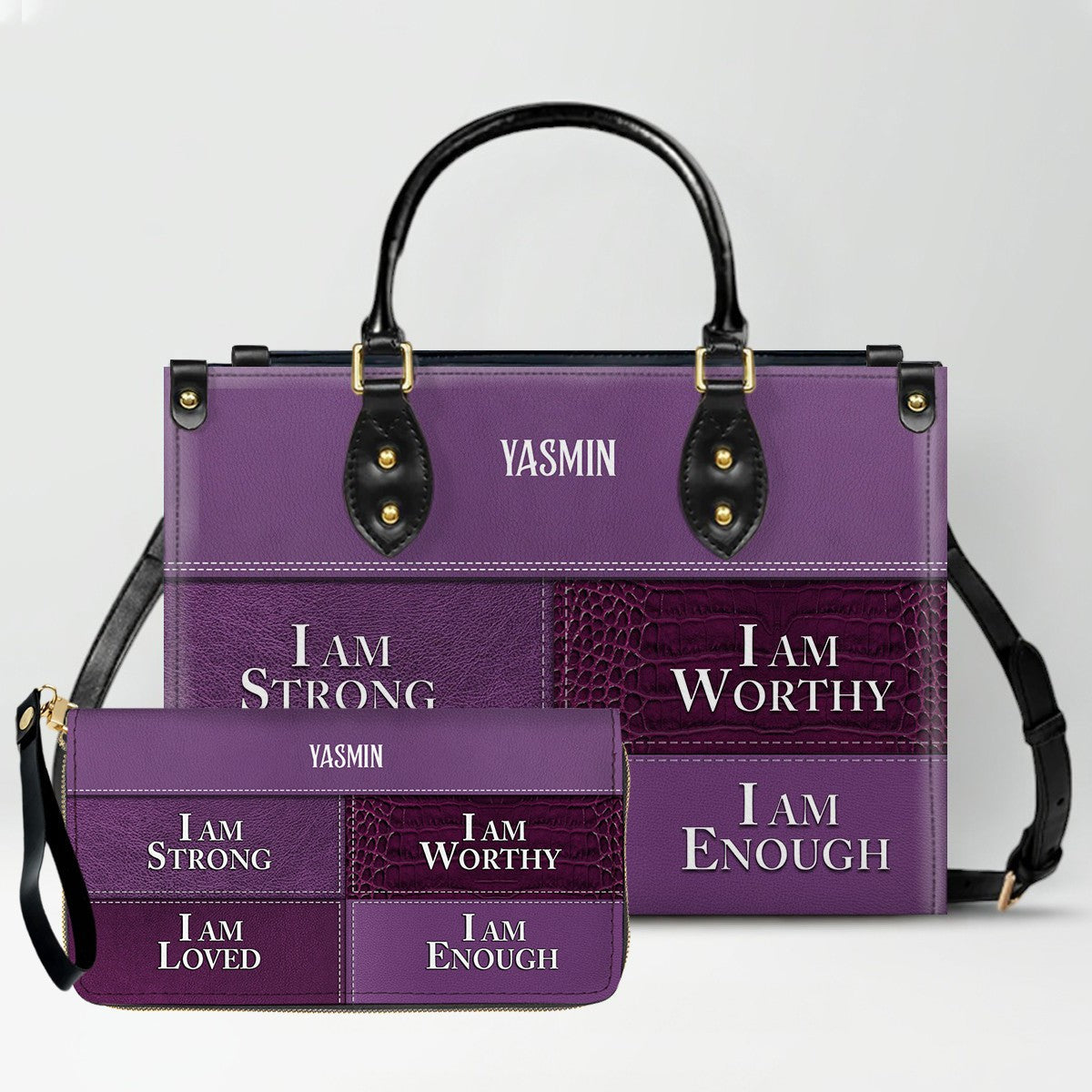 God Says I Am Personalized Leather Tote Bag